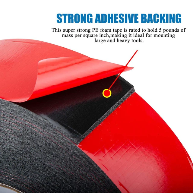 Alt view image 3 of 6 - Double Sided Foam Tape 2.36In x 33FT 2 Pack, Mounting Tape Heavy Duty, Strong Adhesive Weatherproof Seal Strips for DIY Craft Picture Poster, Car & Gap Filling Mountings, Home Office Decor (Black)
