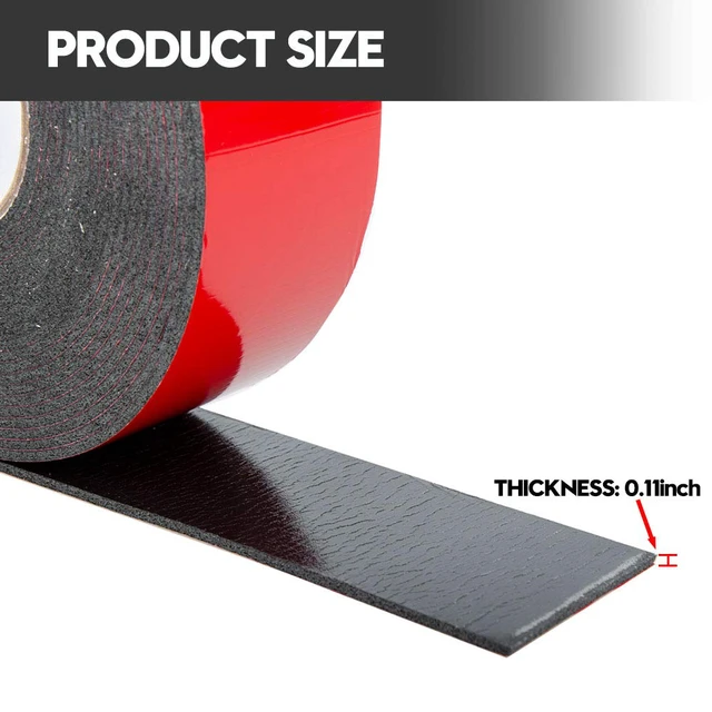 Alt view image 2 of 6 - Double Sided Foam Tape 2.36In x 33FT 2 Pack, Mounting Tape Heavy Duty, Strong Adhesive Weatherproof Seal Strips for DIY Craft Picture Poster, Car & Gap Filling Mountings, Home Office Decor (Black)