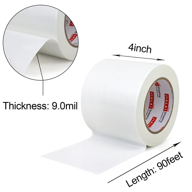 Alt view image 2 of 7 - Wide Duct Tape, Industrial Grade 30Yards (90 ft) Wide Tape 4in Duct, 9 Mil Heavy-Duty, Waterproof, Strong, Flexible, No Residue, for Crafts & Home Improvement (White, 4'' x 90ft)