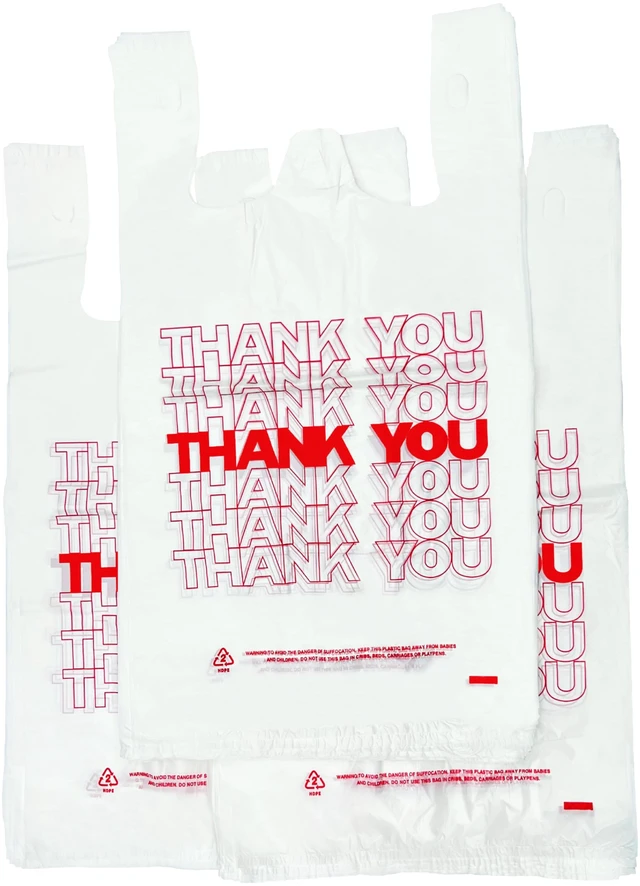 Main image of Shopping Thank Reusable and Disposable Grocery Bags Measures 11.5" X 6.25" X 21", 15mic, 0.6 Mil (600 Count)