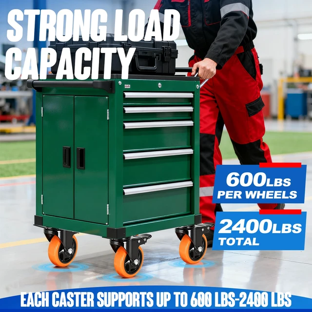 Alt view image 4 of 7 - Caster Wheels, 4 Inch Caster Set of 4, Dual Locking PU Casters 2400LB, Swivel Casters for Furniture, Workbench & Tool Cart Quiet, Floor Safe, Smooth Rolling