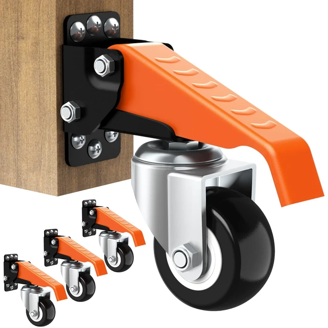 Main image of Workbench Casters Wheels Kit Retractable Casters Set of 4, 660Lbs 2.5" heavy duty side mount lifting caster, adjustable stepdown castors 4-pack for table, work bench leg & shop equipment