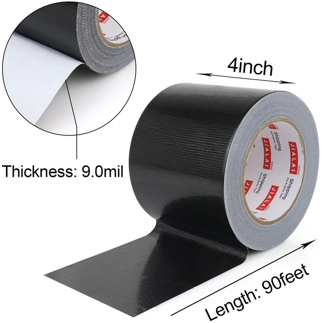 Alt view image 2 of 7 - Wide Duct Tape, Industrial Grade 30Yards (90 ft) 4 Inch Black Tape, 9 Mil Heavy-Duty, Waterproof, Strong, Flexible, No Residue, for Crafts & Home Improvement (Black, 4'' x 90ft)