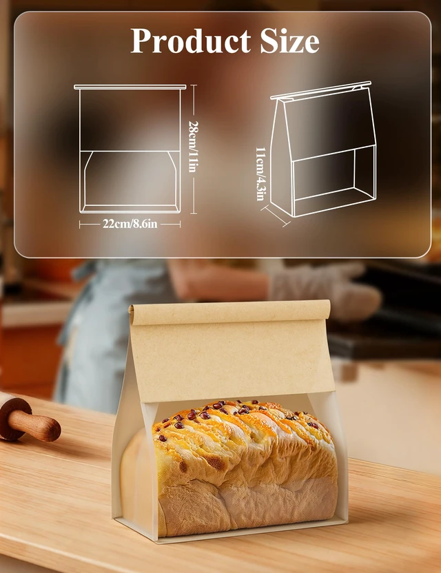 Alt view image 2 of 7 - Bread Cookie Bags with Window & Tin Tie 8.6x4.3x11.0 (100,Large)