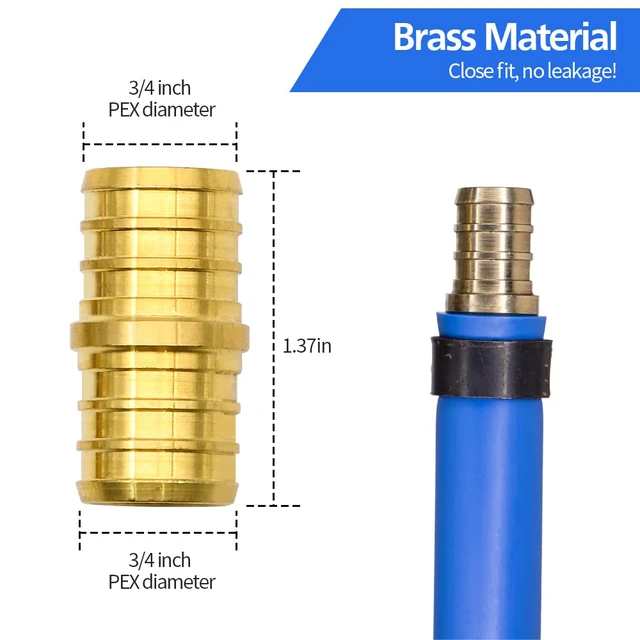 Alt view image 3 of 7 - 25 Pack 3/4" PEX Fittings, PEX Brass Straight Coupling Fittings for PEX Tubing Pipe