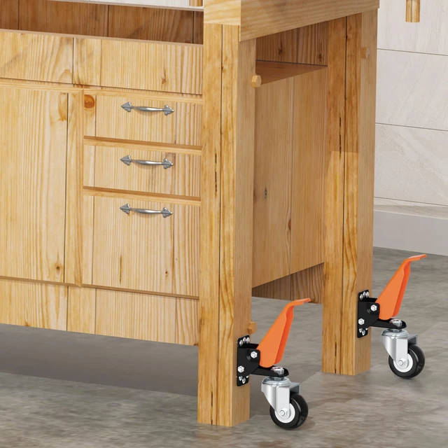 Alt view image 7 of 7 - Workbench Casters Wheels Kit Retractable Casters Set of 4, 660Lbs 2.5" heavy duty side mount lifting caster, adjustable stepdown castors 4-pack for table, work bench leg & shop equipment