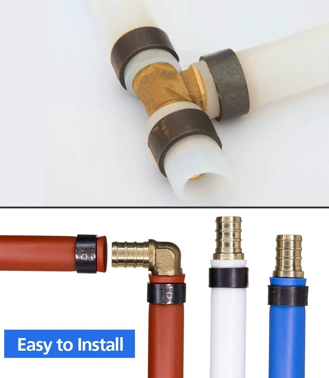 Alt view image 7 of 7 - 45pcs 1/2" PEX Fittings, Elbow TEE Straight Couplings Set, PEX Brass Crimp Fitting Combo with Tees, Elbows, Straights