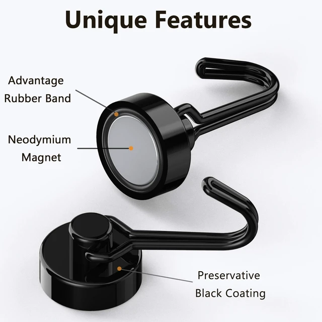 Alt view image 2 of 7 - Magnetic Hooks, Neodymium Magnets Hook Heavy Duty 30LBS with Rust Proof for Fridge, Refrigerator, Oven, Grill, BBQ, Key, Tools Holder, Utensil, Kitchen, Outdoor, Magnet for Hanging Wreaths