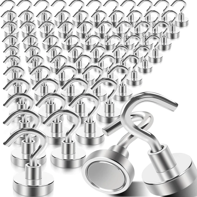 Main image of 68Pack Super Strong Magnetic Hooks, 25lbs Heavy Duty Magnetic Hook for Hanging, Rare Earth Neodymium Magnet Hooks, for Cruise Ship Camping Grill Kitchen Fridge Garage Wall