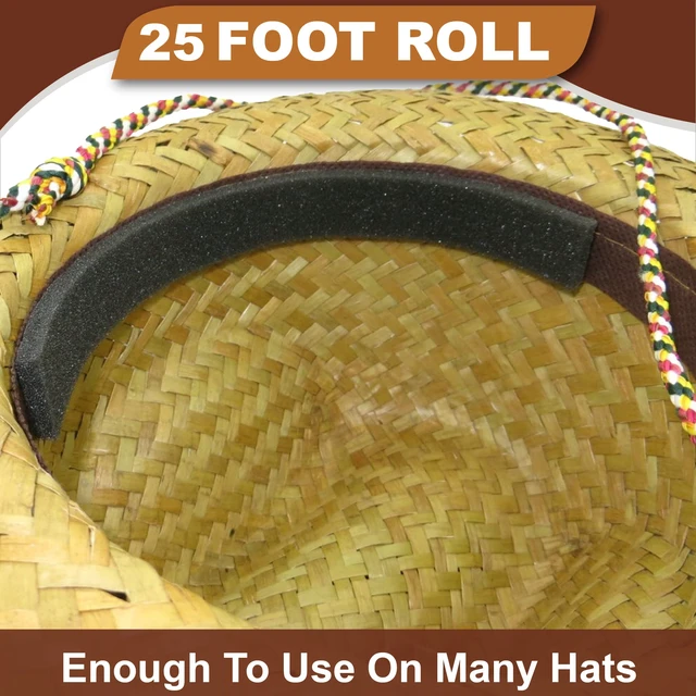 Alt view image 3 of 7 - Hat Tape Roll 300" (25 Feet) Black - Hard Hats Size Reducer Foam Filler - Cap Sizing Strip Insert - for Fedora, Baseball Caps, Pana, Straw, Cowboy, Western