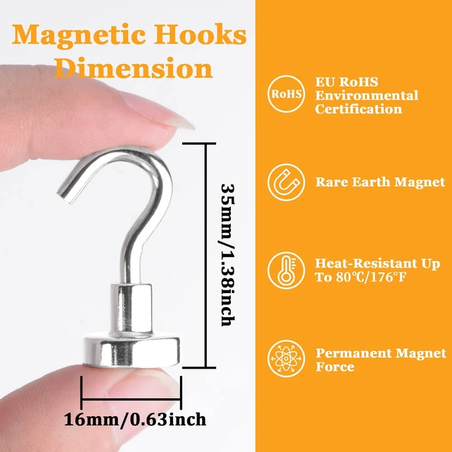 Alt view image 2 of 7 - 68Pack Super Strong Magnetic Hooks, 25lbs Heavy Duty Magnetic Hook for Hanging, Rare Earth Neodymium Magnet Hooks, for Cruise Ship Camping Grill Kitchen Fridge Garage Wall