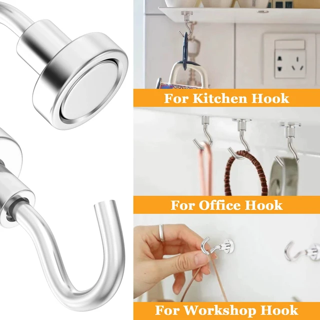 Alt view image 3 of 7 - 68Pack Super Strong Magnetic Hooks, 25lbs Heavy Duty Magnetic Hook for Hanging, Rare Earth Neodymium Magnet Hooks, for Cruise Ship Camping Grill Kitchen Fridge Garage Wall
