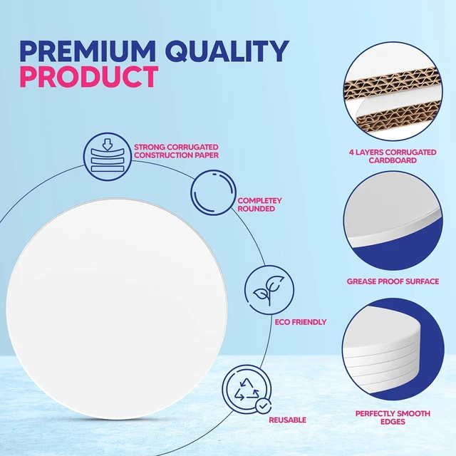 Alt view image 2 of 6 - 18 Inch Cake Drum Pack of 3 - Smooth-Edged - Sturdy Boards Round - Bend Resistant Multi-Layered Cake Base for Minimalist Displays