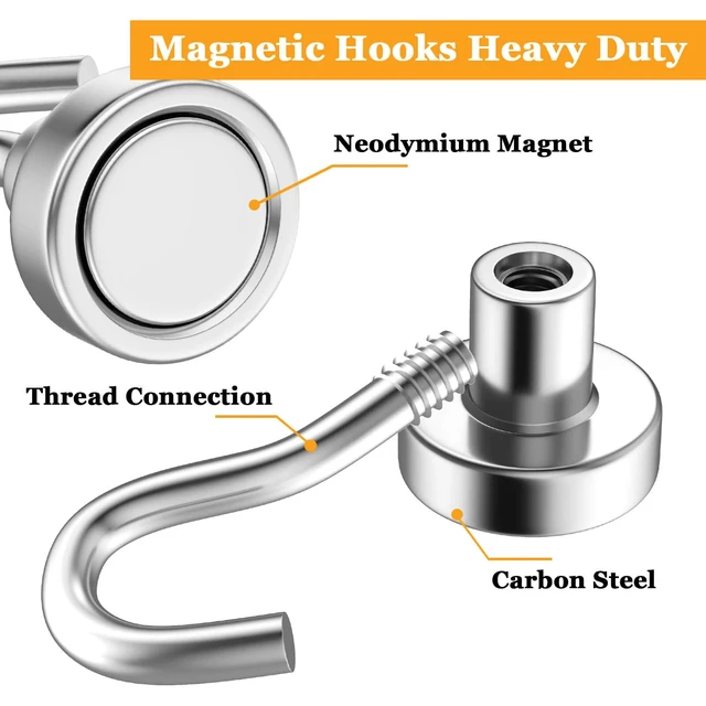 Alt view image 4 of 7 - 68Pack Super Strong Magnetic Hooks, 25lbs Heavy Duty Magnetic Hook for Hanging, Rare Earth Neodymium Magnet Hooks, for Cruise Ship Camping Grill Kitchen Fridge Garage Wall