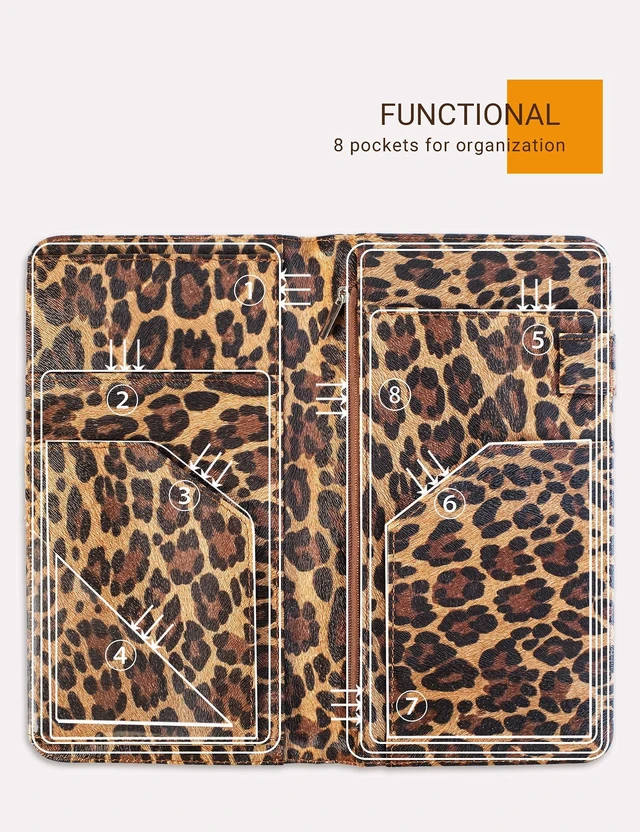 Alt view image 3 of 7 - Server Book for Waitress with Zipper Pocket, Magnetic Closure, Leopard Cute Waitress Book Wallet with Money Pouch, Cheetah 5"x9", Restaurant Accessories, Waitstaff Organizer for Server Apron