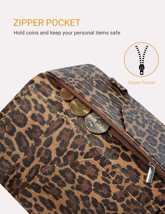 Alt view image 5 of 7 - Server Book for Waitress with Zipper Pocket, Magnetic Closure, Leopard Cute Waitress Book Wallet with Money Pouch, Cheetah 5"x9", Restaurant Accessories, Waitstaff Organizer for Server Apron