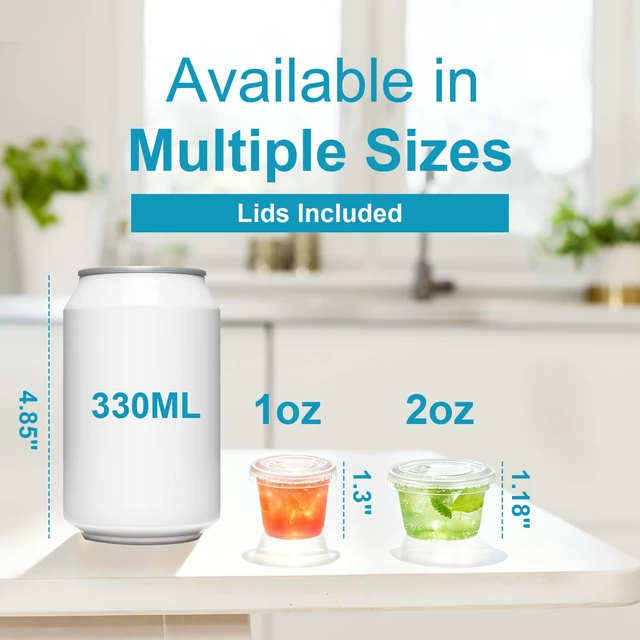 Alt view image 3 of 7 - 360 Set 2 oz Jello Shot Cups with Lids, Small Plastic Condiment Cups Food Safe Disposable Soufflé Storage Portion Containers for Salad, Dressing, Sauce, Dipping, Snacks