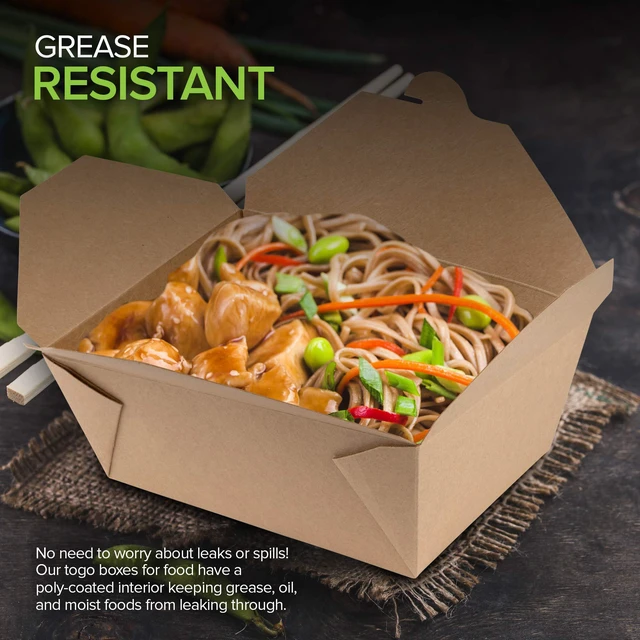 Alt view image 4 of 7 - Microwavable Kraft Brown Take Out Boxes 112 oz (30 Pack) Disposable Food Containers - Recyclable Cardboard Lunch Box - Take Out Containers Disposable - to Go Boxes for Restaurants, Delivery, Catering
