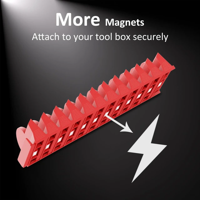 Alt view image 5 of 7 - 48 pcs Magnetic Modular Wrench Organizers for Tool Drawers - Wrench Rack with Metric&SAE Labels, Perfect Tool Storage Holder with Magnet. Gift for mechanics (Red)