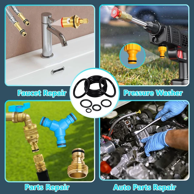 Alt view image 2 of 7 - 32 Size 1540 Pcs Rubber O Rings Assortment Kit with Pick and Hook Set for Assorted Faucet Plumbing Pressure Washer Automotive Repair,Air or Gas Sealing Connections O Ring OD:4mm-50mm