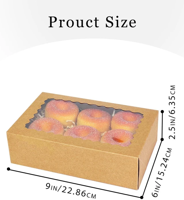 Alt view image 5 of 7 - Auto-pop up Cookie Box with Window 9x6x2.5 Inch Brown 50Pcs Pastry Macaron Bakery Pie Box For Packaging