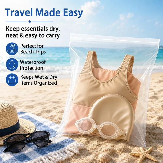 Alt view image 5 of 6 - Large 3 Gallon Zippered Plastic Bags for - 16'' x 18'', Ideal for Clothes Clothing, Travel, Moving, 2-mil Thick Clear Plastic, 30 pack
