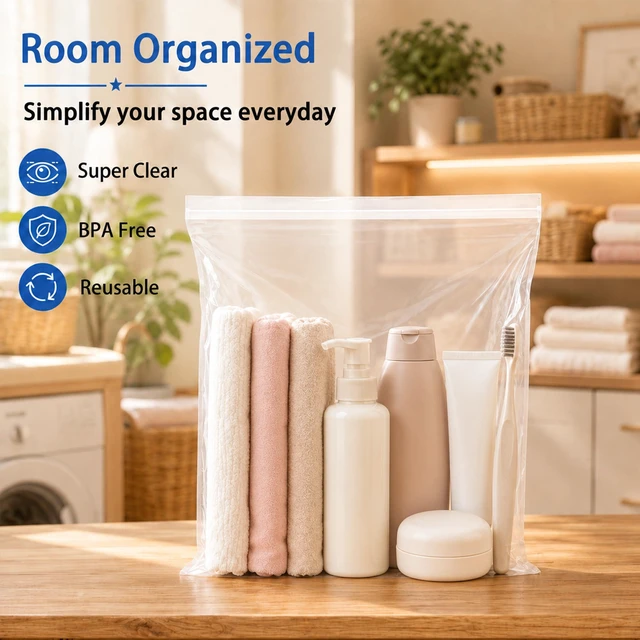 Alt view image 6 of 6 - Large 3 Gallon Zippered Plastic Bags for - 16'' x 18'', Ideal for Clothes Clothing, Travel, Moving, 2-mil Thick Clear Plastic, 30 pack