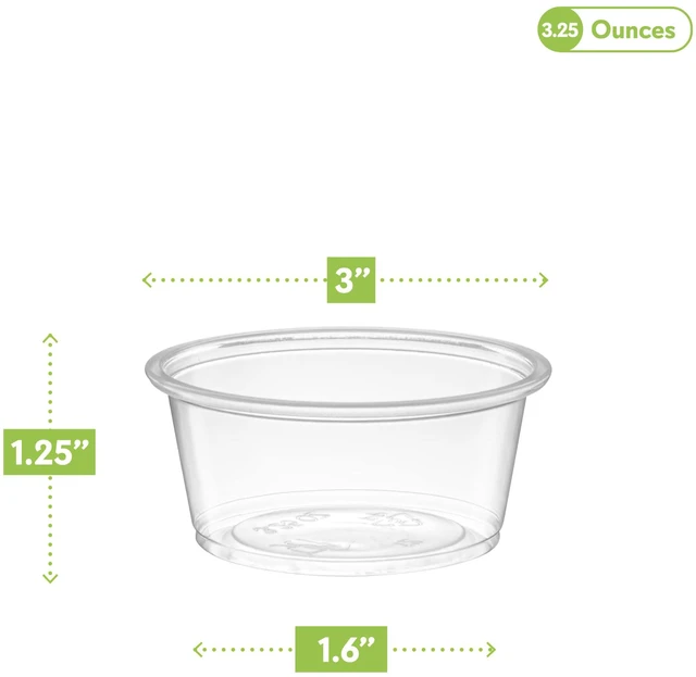 Alt view image 5 of 7 - 3.25 oz - 200 Cups Clear Disposable Plastic Portion Cups No Lids, Small Containers For Portion Controll, Jello Shots, Meal Prep, Sauce Cups, Slime, Condiments, Medicine, Dressings