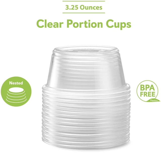 Alt view image 6 of 7 - 3.25 oz - 200 Cups Clear Disposable Plastic Portion Cups No Lids, Small Containers For Portion Controll, Jello Shots, Meal Prep, Sauce Cups, Slime, Condiments, Medicine, Dressings