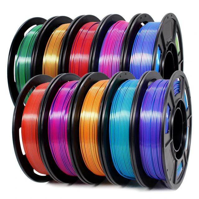 Main image of 3D Printer Filament Bundle,1.75MM Silk PLA Filament Multi Color 250g*10 Rolls,Bulk Filament fits for Most FDM 3D Printers