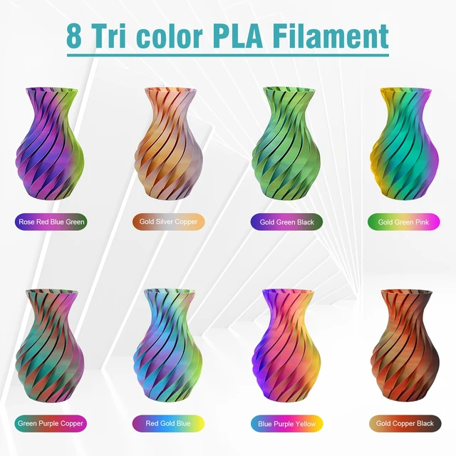 Alt view image 2 of 6 - 3D Printer Filament Bundle,1.75MM Silk PLA Filament Multi Color 250g*10 Rolls,Bulk Filament fits for Most FDM 3D Printers
