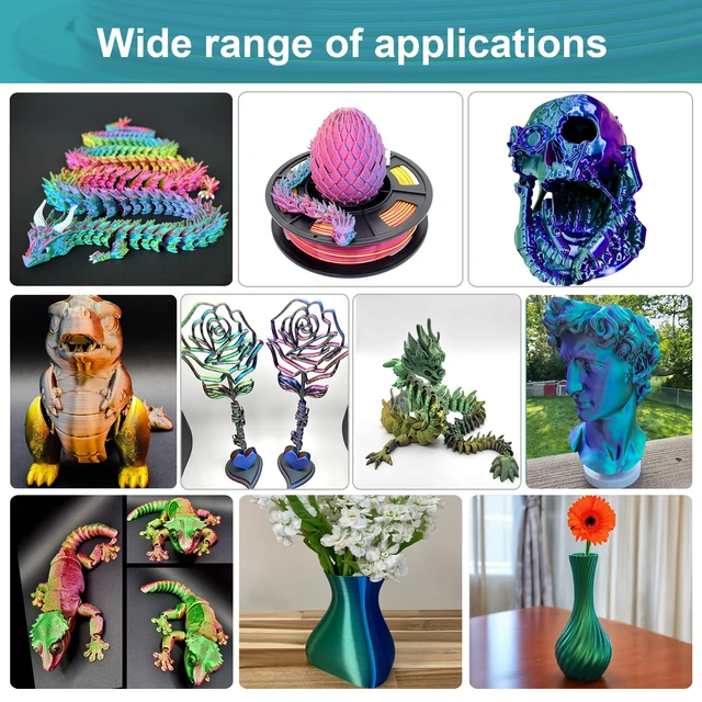 Alt view image 5 of 6 - 3D Printer Filament Bundle,1.75MM Silk PLA Filament Multi Color 250g*10 Rolls,Bulk Filament fits for Most FDM 3D Printers