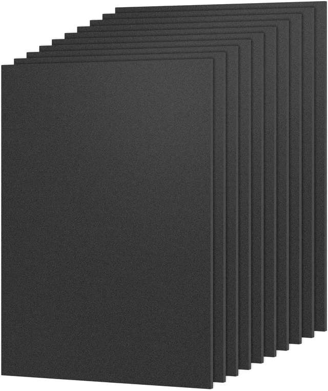 Main image of Pack of 10 Black ABS Plastic Sheet 8" x 12" x 1/8" Thick (3mm) Thermoplastic; Moldable; Rigid; Textured & Smooth Finish; for Crafts, DIY Projects, Robotics Competition