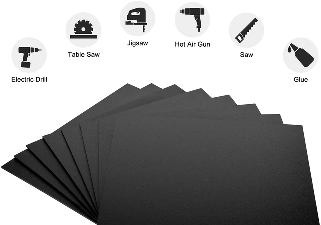 Alt view image 6 of 7 - Black ABS Plastic Sheet 18" x 24" x 1/8" Thick (3mm), Pack of 2 Thermoplastic; Moldable; Rigid; Textured & Smooth Finish; for Crafts, DIY Projects, Robotics Competition