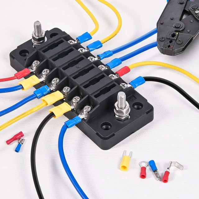 Alt view image 6 of 7 - 1500PCS Mixed Quick Disconnect Insulated Electrical Crimp Terminals Butt Bullet Spade Bullet Fork Ring Solderless butt Splice piggyback Male Female Connector Assortment for 22-10 AWG Wire