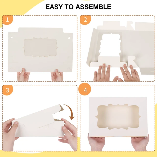 Alt view image 4 of 7 - 60pcs Cookie Boxes with 3 Style Window, 12x8x2.5in White Bakery Boxes