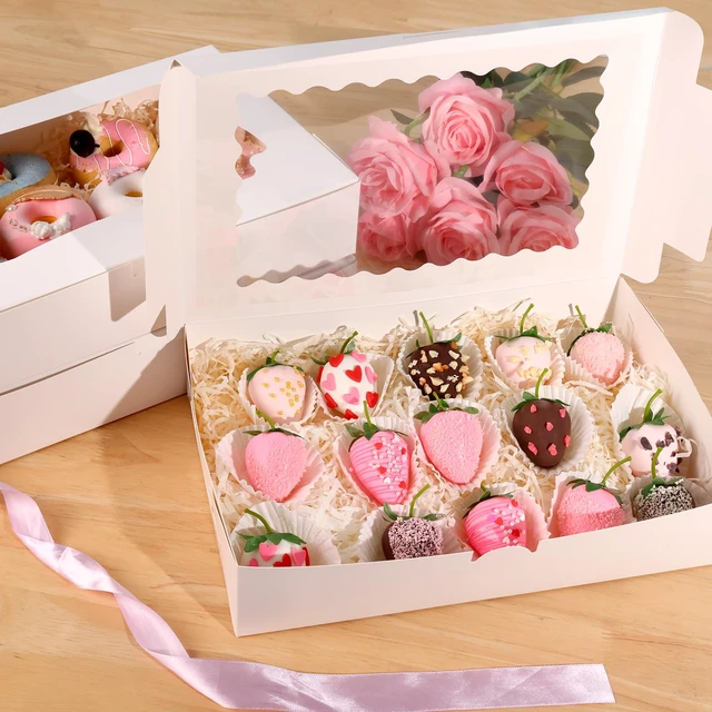 Alt view image 6 of 7 - 60pcs Cookie Boxes with 3 Style Window, 12x8x2.5in White Bakery Boxes