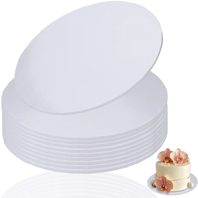Main image of 12 inch Round Cake Drum Boards, 1/4 Inch Thick White Corrugated Cardboard Cake Base Grease-Resistant Cake Boards for Multi-Layer Cakes, Weddings & Parties 10 Pack