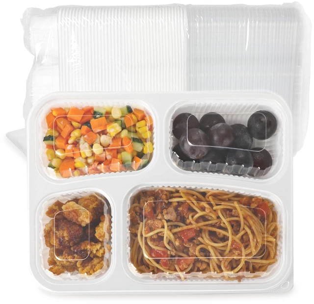 Main image of 40 Pack 34oz 4-Compartment Bento Box - Shrink Wrapped No Pre-Wash BPA Free Leak-Resistant Takeout Containers | Microwave Safe | Shatterproof Flexible PP To Go Box, Bulk Leftover Storage