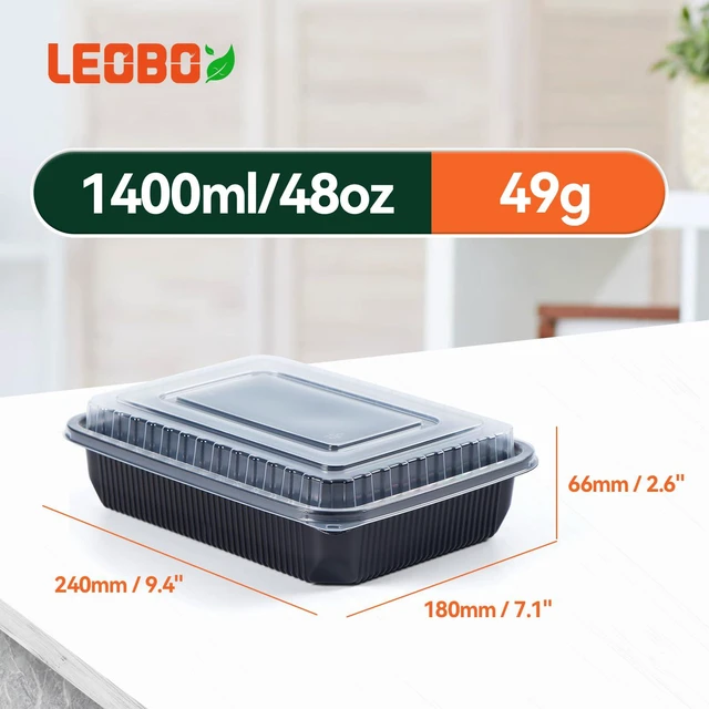 Alt view image 2 of 5 - 48oz Jumbo Meal Prep Containers 40 Pack - Shrink-Wrapped No Pre-Wash Single Deep Compartment Leak-Resistant | Shatterproof Flexible PP | BPA Free Microwave Safe, Bulk Catering & Leftover Storage
