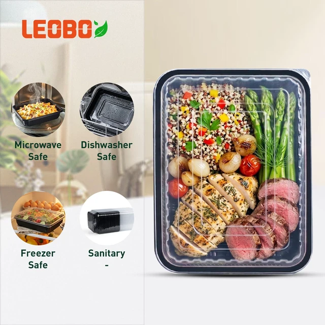 Alt view image 4 of 5 - 48oz Jumbo Meal Prep Containers 40 Pack - Shrink-Wrapped No Pre-Wash Single Deep Compartment Leak-Resistant | Shatterproof Flexible PP | BPA Free Microwave Safe, Bulk Catering & Leftover Storage