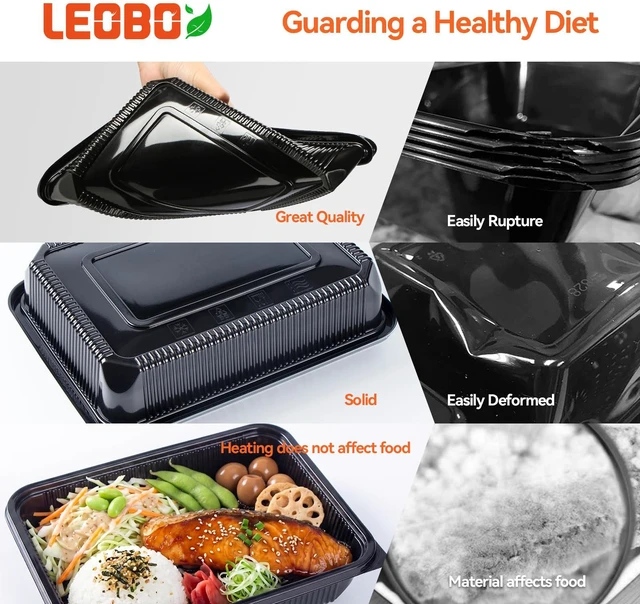 Alt view image 5 of 5 - 48oz Jumbo Meal Prep Containers 40 Pack - Shrink-Wrapped No Pre-Wash Single Deep Compartment Leak-Resistant | Shatterproof Flexible PP | BPA Free Microwave Safe, Bulk Catering & Leftover Storage