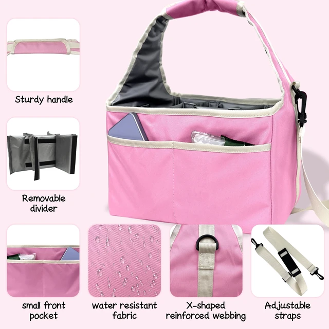 Alt view image 2 of 7 - Reusable Drink Carrier Tote Bag with Handle Family Size 6 Compartment Water Bottle Holder with Adjustable Shoulder Strap & Removable Dividers Multiple Tumbler Caddy for Car,Delivery,Family Outings