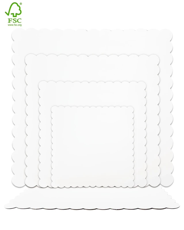 Alt view image 2 of 7 - White 10 Inch Wave Cake Boards 160-Packs Squares Base Food-Grade Cardboard Wave Cake PlateThinner But Stronger