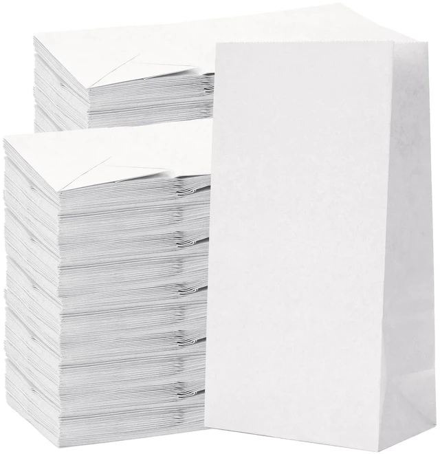 Main image of 500 Pcs White Paper Lunch Bags 4 LB, 5.1 x 3.2 x 9.8 Inches Kraft Paper Bags, White Paper Bag for Snacks, Sandwiches, Crafts, Gift Bags
