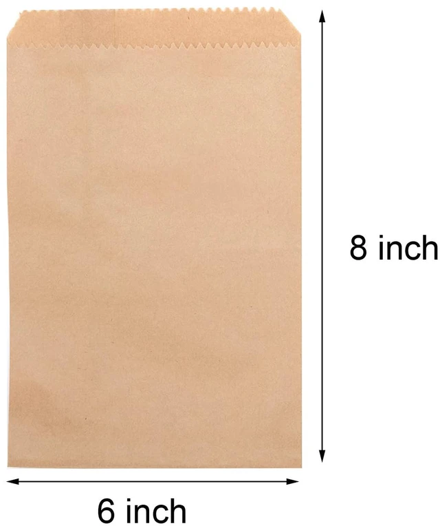 Alt view image 2 of 6 - 100-pack 6x8 Inches Natural Kraft Paper Bags for Bakery Cookies Treats Snacks Sandwiches Popcorn Small Gift bag