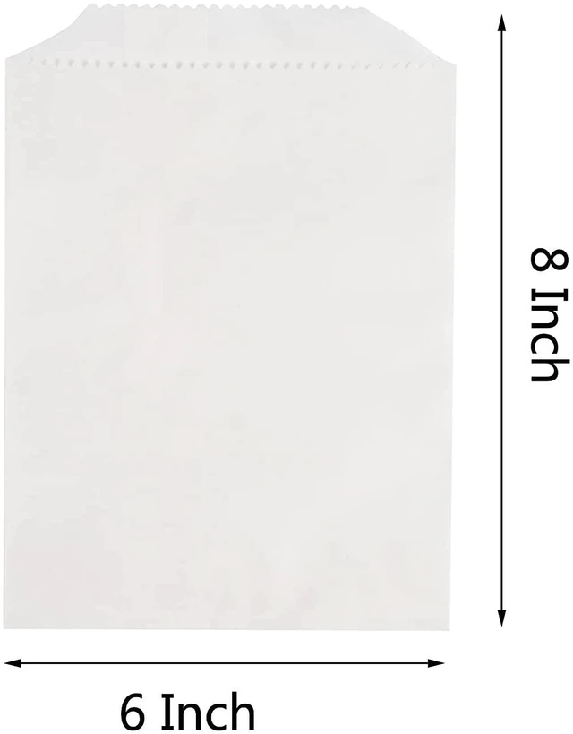 Alt view image 2 of 4 - 100-pack 6x8 Inches White Kraft Paper Bags for Bakery Cookies Treats Snacks Sandwiches Popcorn Small Gift bag