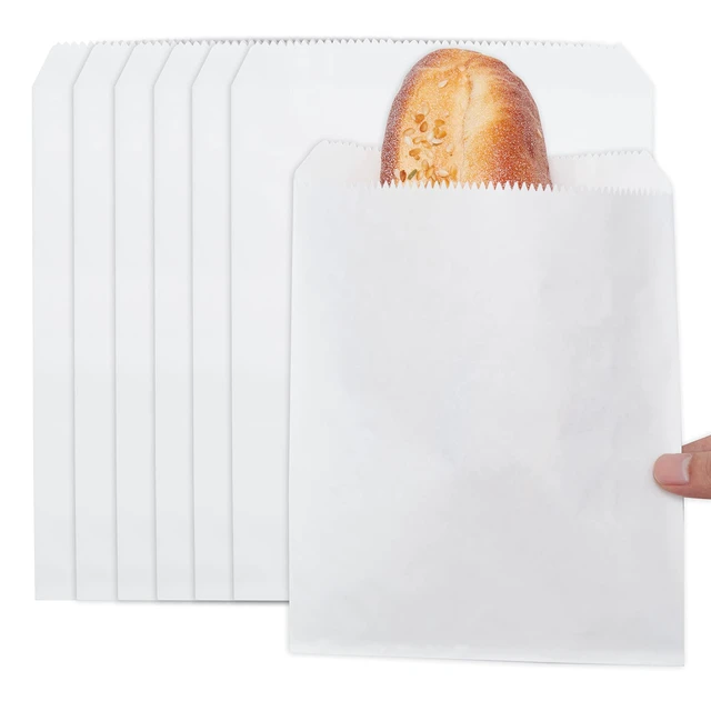 Alt view image 3 of 4 - 100-pack 6x8 Inches White Kraft Paper Bags for Bakery Cookies Treats Snacks Sandwiches Popcorn Small Gift bag