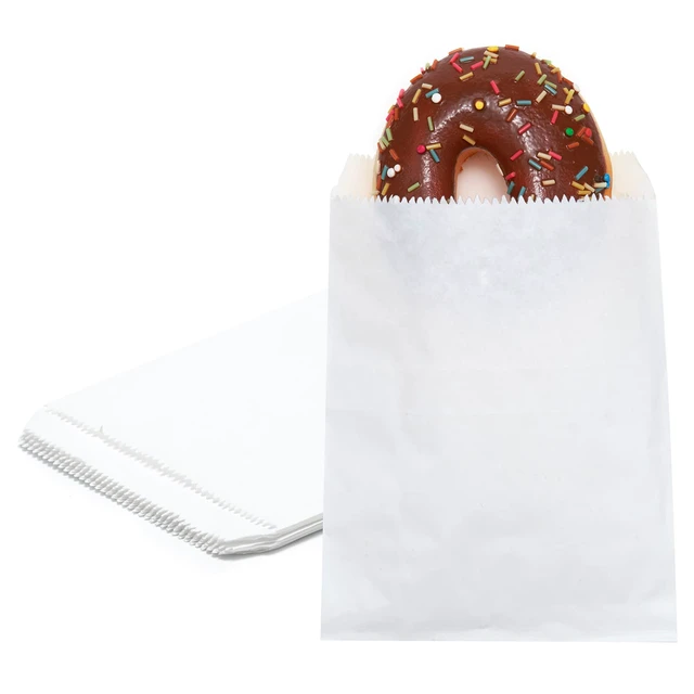 Alt view image 4 of 4 - 100-pack 6x8 Inches White Kraft Paper Bags for Bakery Cookies Treats Snacks Sandwiches Popcorn Small Gift bag