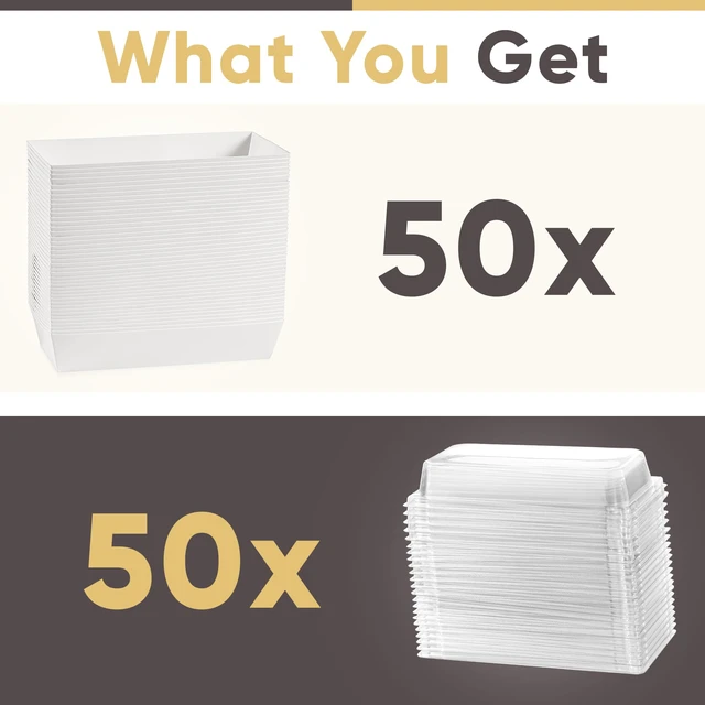 Alt view image 3 of 7 - 50 Pack 7.5x3.3in Small Charcuterie Boxes with Clear Lids, Mini Treat Box Disposable Grease-Proof Paper Containers, Dessert Packaging For Cookies, Cake Slice, Chocolate Strawberry, Donut, Pastry